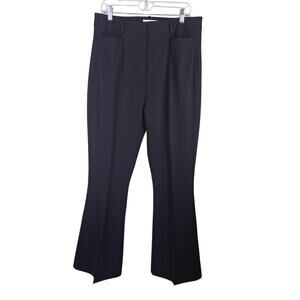 Reiss Dylan Black Flared High Rise Trousers Women's 12 MSRP $225